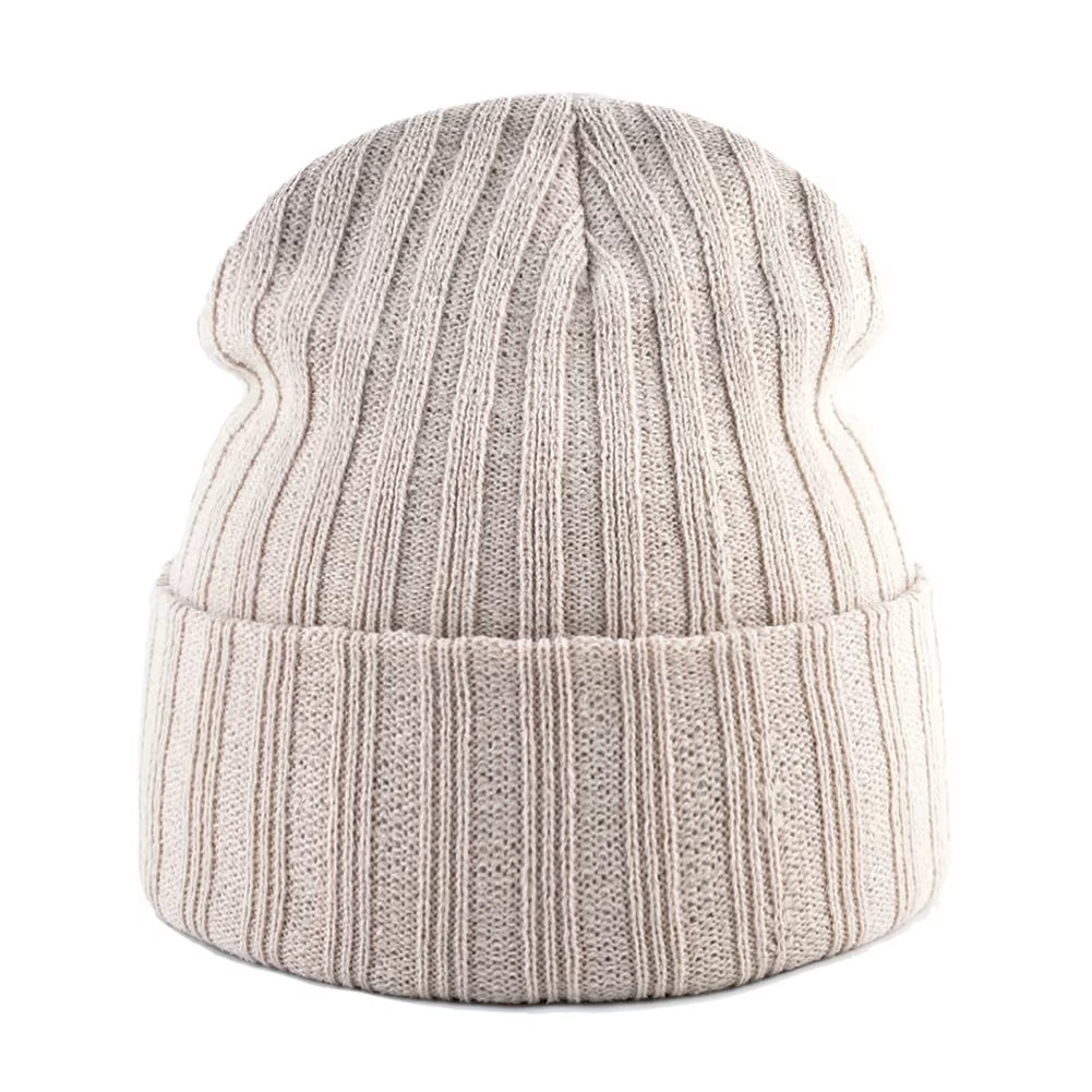 Knitted Beanies Hat Men Women Streetwear Hip Hop Skullies Beanies with Patch Boys Girls Knitting Solid Color Bonnet Hats Cap