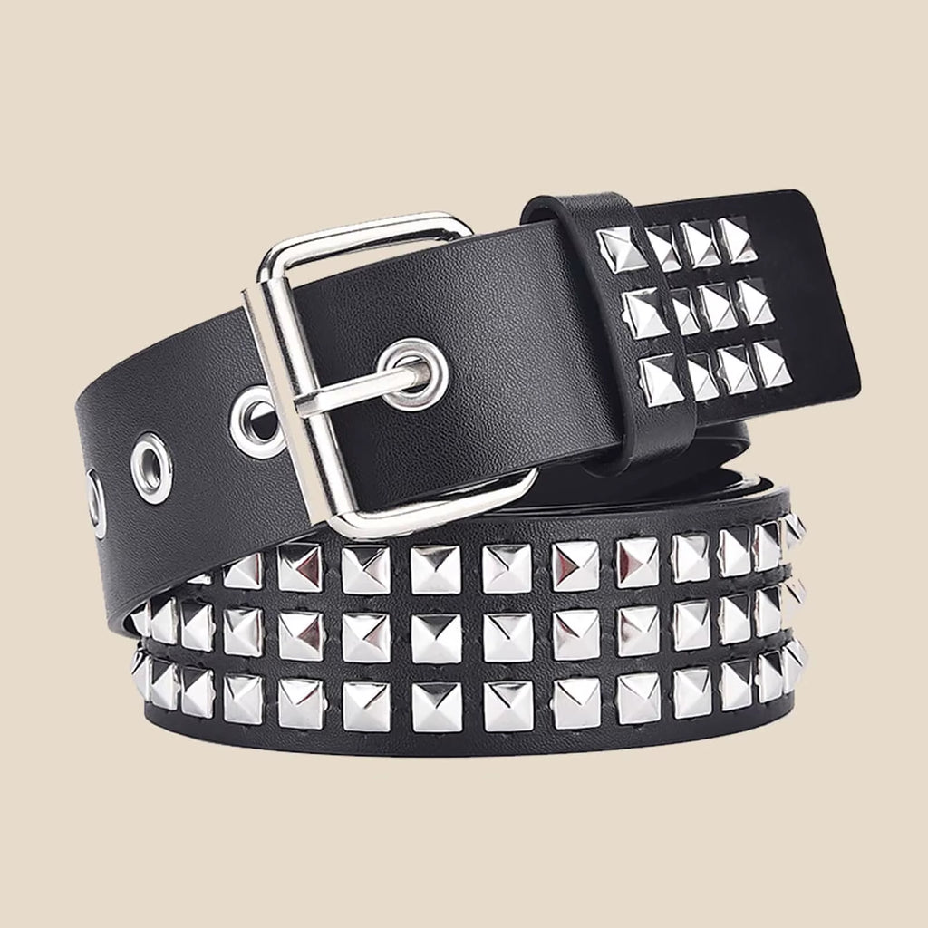 2023 New Square Bead Rivet Belt Metal Pyramid Belt Men and Women Punk Hardware Jeans Belt Designer Belt Woman Belts