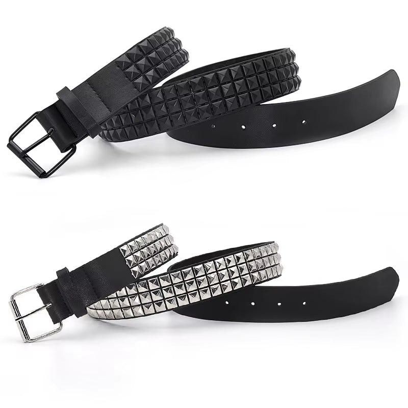Pyramid Fashion Rivet Belt Men&Women'S Studded Belt Punk Rock with Pin Buckle Drop Shipping Black