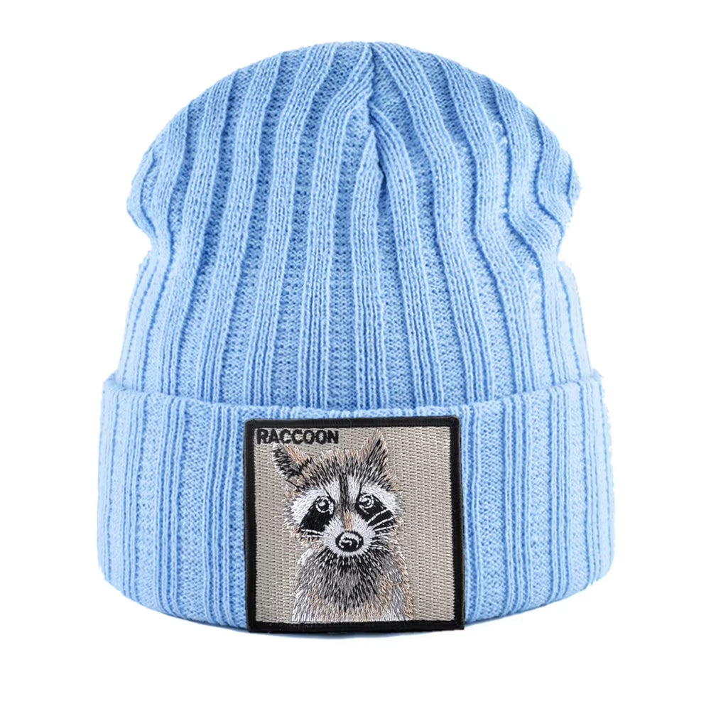 Knitted Beanies Hat Men Women Streetwear Hip Hop Skullies Beanies with Patch Boys Girls Knitting Solid Color Bonnet Hats Cap