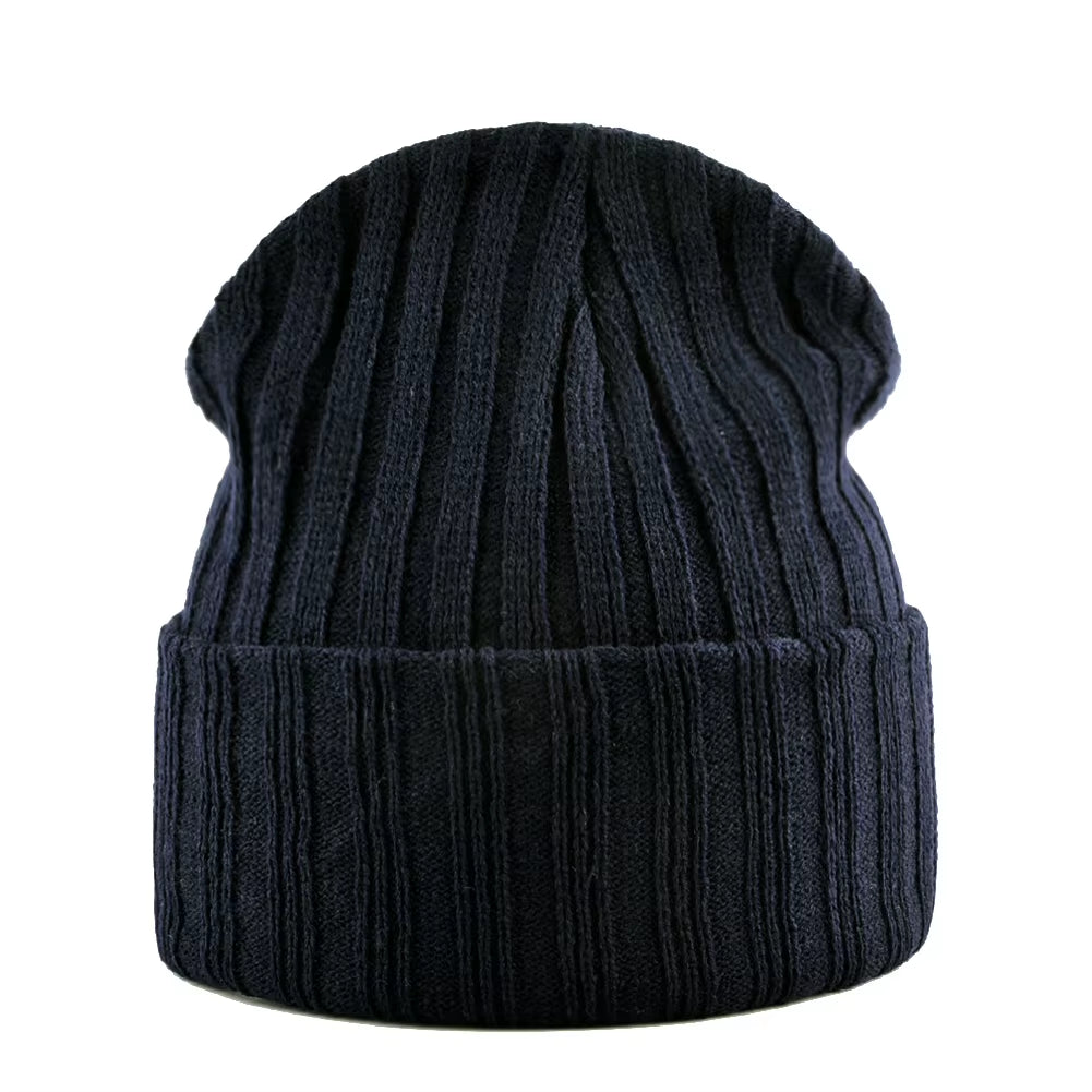 Knitted Beanies Hat Men Women Streetwear Hip Hop Skullies Beanies with Patch Boys Girls Knitting Solid Color Bonnet Hats Cap