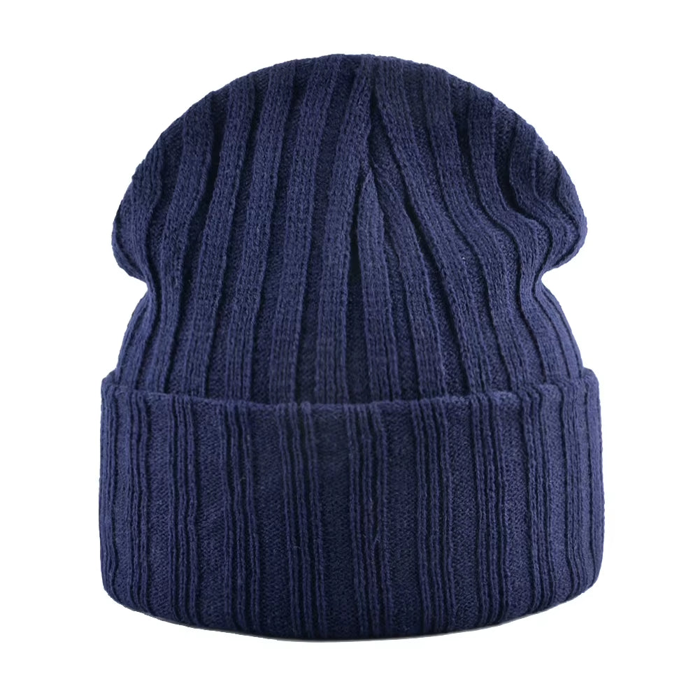 Knitted Beanies Hat Men Women Streetwear Hip Hop Skullies Beanies with Patch Boys Girls Knitting Solid Color Bonnet Hats Cap