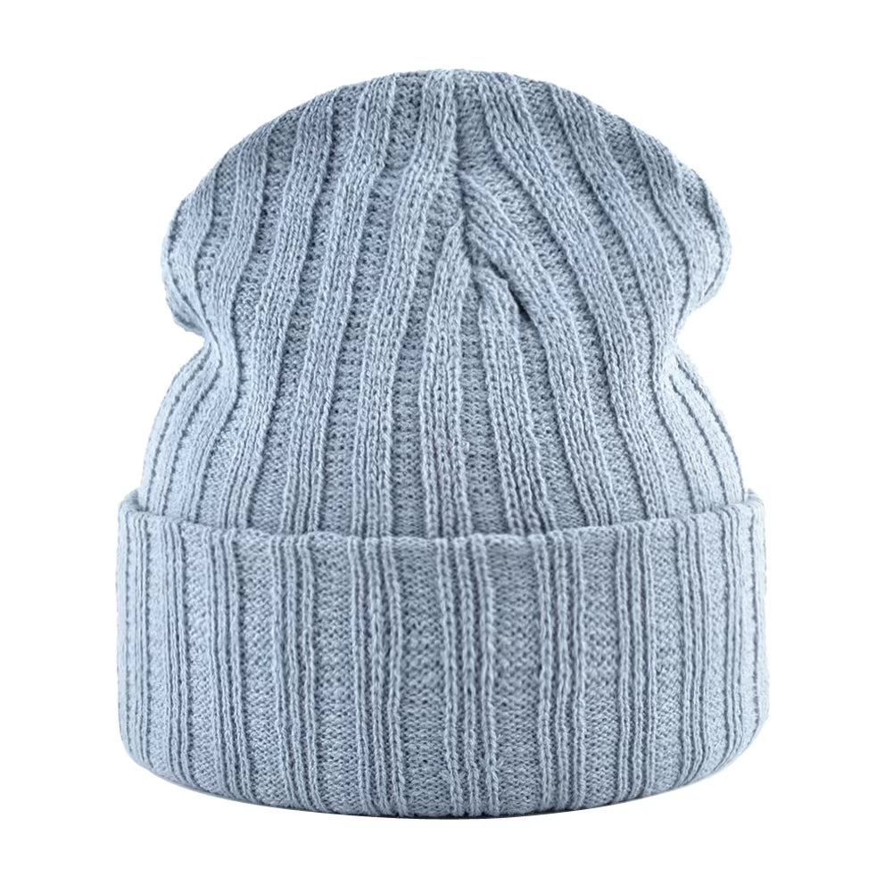 Knitted Beanies Hat Men Women Streetwear Hip Hop Skullies Beanies with Patch Boys Girls Knitting Solid Color Bonnet Hats Cap