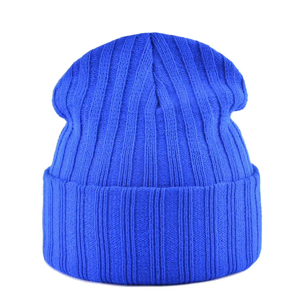 Knitted Beanies Hat Men Women Streetwear Hip Hop Skullies Beanies with Patch Boys Girls Knitting Solid Color Bonnet Hats Cap