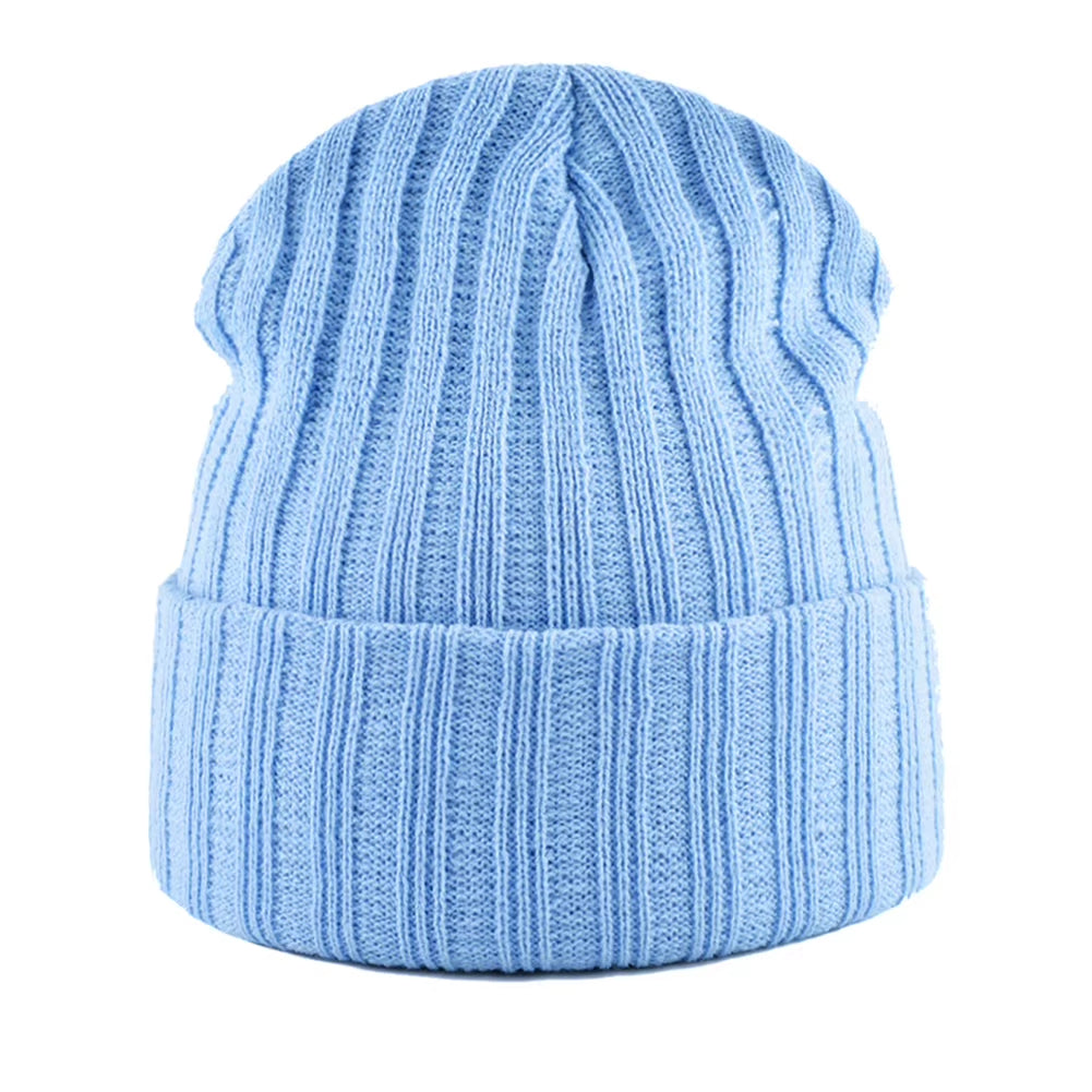 Knitted Beanies Hat Men Women Streetwear Hip Hop Skullies Beanies with Patch Boys Girls Knitting Solid Color Bonnet Hats Cap