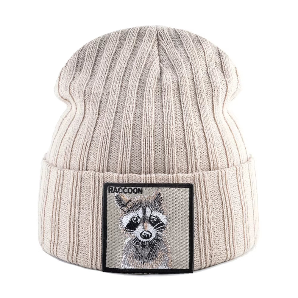 Knitted Beanies Hat Men Women Streetwear Hip Hop Skullies Beanies with Patch Boys Girls Knitting Solid Color Bonnet Hats Cap