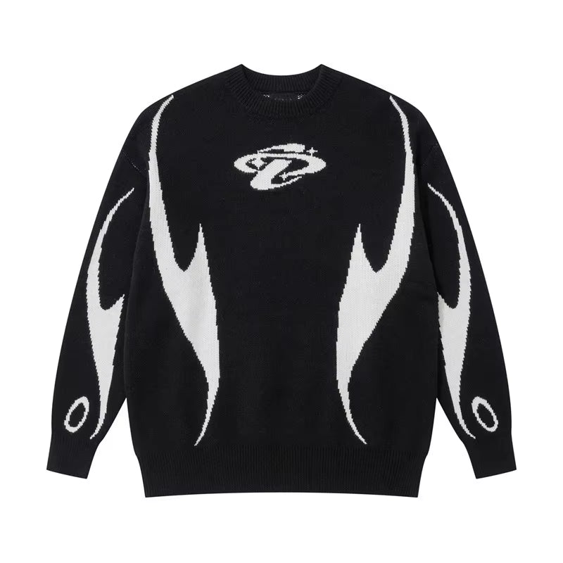 Autumn Winter Women Retro Pullover Sweater Fashion Long Sleeve Star Pattern Y2K Sweater Lady Casual Harajuku Knit Sweater Unisex