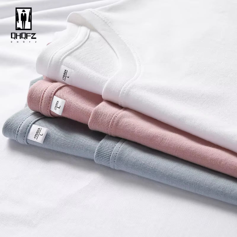 12 Color Oversized Heavyweight T Shirt for Men Summer Short Sleeve Tee 100% Cotton Plain Top Casual Men'S Clothing