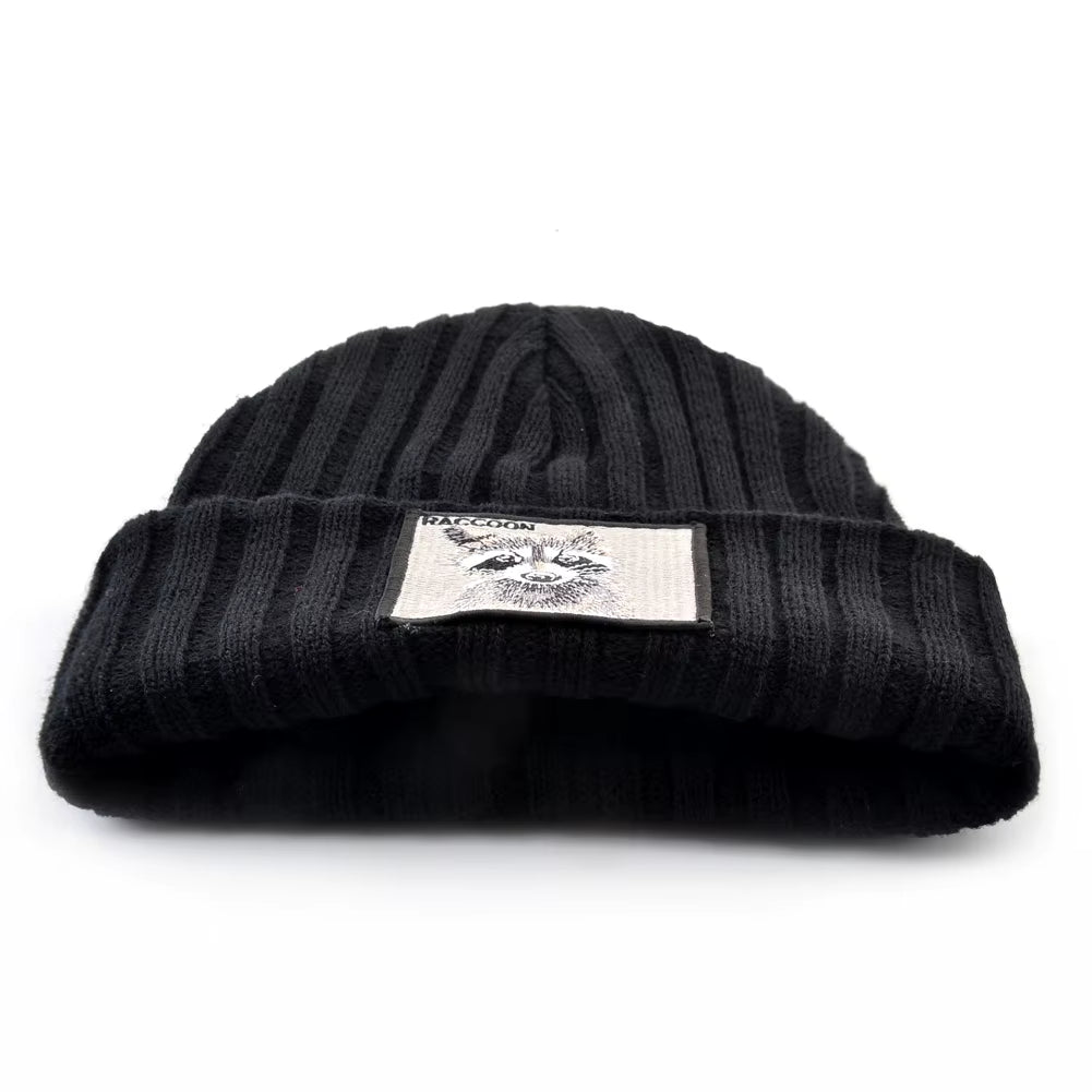 Knitted Beanies Hat Men Women Streetwear Hip Hop Skullies Beanies with Patch Boys Girls Knitting Solid Color Bonnet Hats Cap