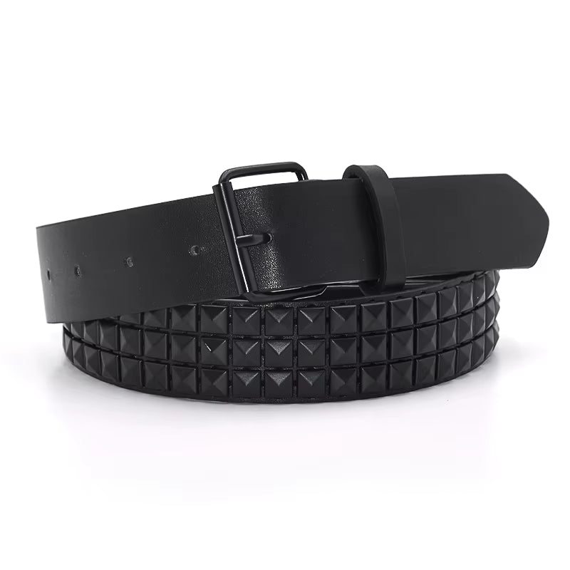 Pyramid Fashion Rivet Belt Men&Women'S Studded Belt Punk Rock with Pin Buckle Drop Shipping Black