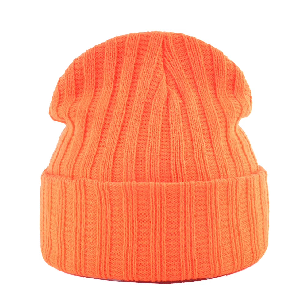 Knitted Beanies Hat Men Women Streetwear Hip Hop Skullies Beanies with Patch Boys Girls Knitting Solid Color Bonnet Hats Cap