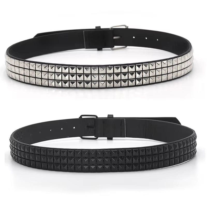Pyramid Fashion Rivet Belt Men&Women'S Studded Belt Punk Rock with Pin Buckle Drop Shipping Black