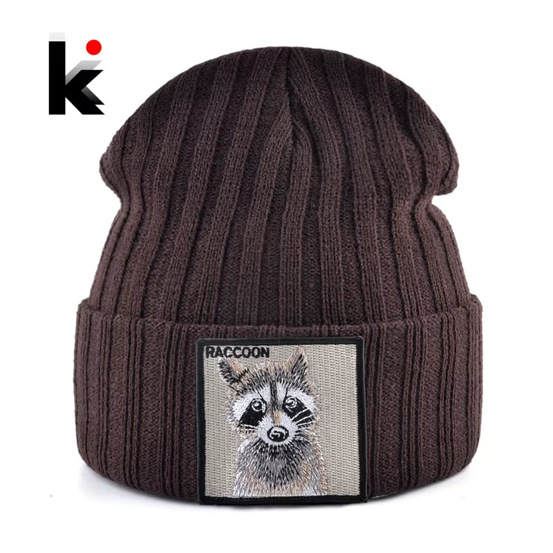 Knitted Beanies Hat Men Women Streetwear Hip Hop Skullies Beanies with Patch Boys Girls Knitting Solid Color Bonnet Hats Cap
