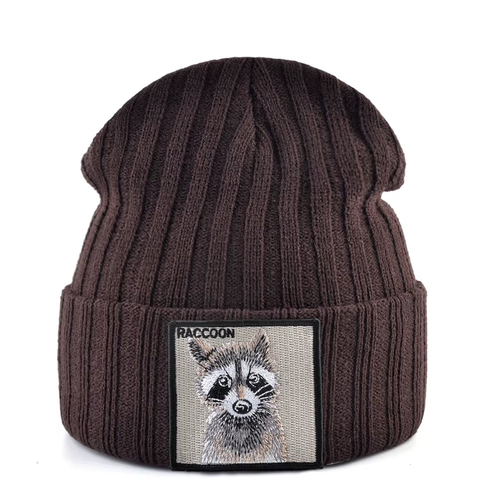 Knitted Beanies Hat Men Women Streetwear Hip Hop Skullies Beanies with Patch Boys Girls Knitting Solid Color Bonnet Hats Cap