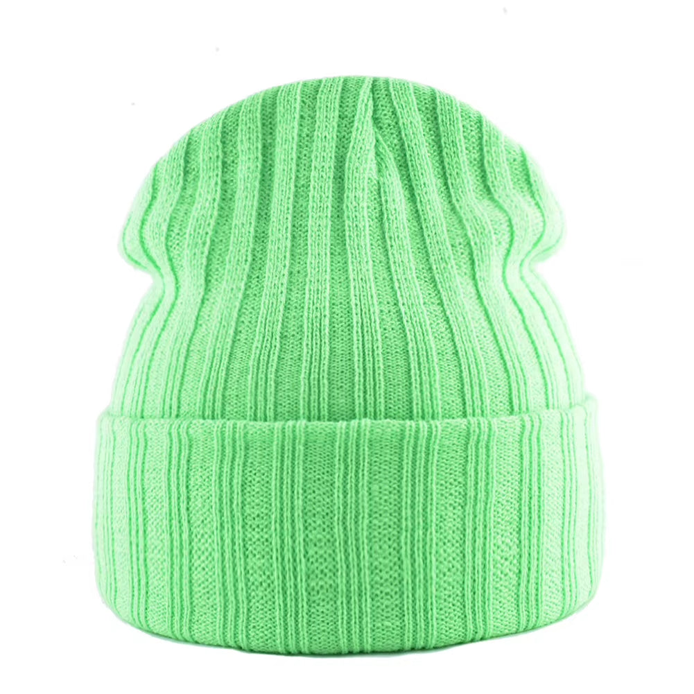 Knitted Beanies Hat Men Women Streetwear Hip Hop Skullies Beanies with Patch Boys Girls Knitting Solid Color Bonnet Hats Cap