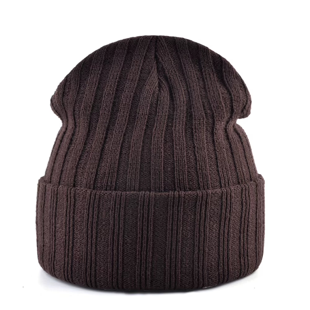 Knitted Beanies Hat Men Women Streetwear Hip Hop Skullies Beanies with Patch Boys Girls Knitting Solid Color Bonnet Hats Cap