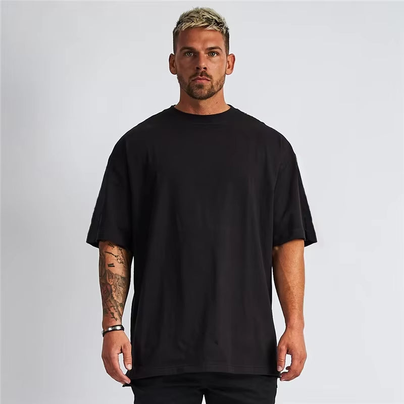 High-Quality Men'S T-Shirt 240 Gsm 100% Cotton T Shirt Men Women Solid Basic Casual Clothing Oversized Half Sleeve Black White