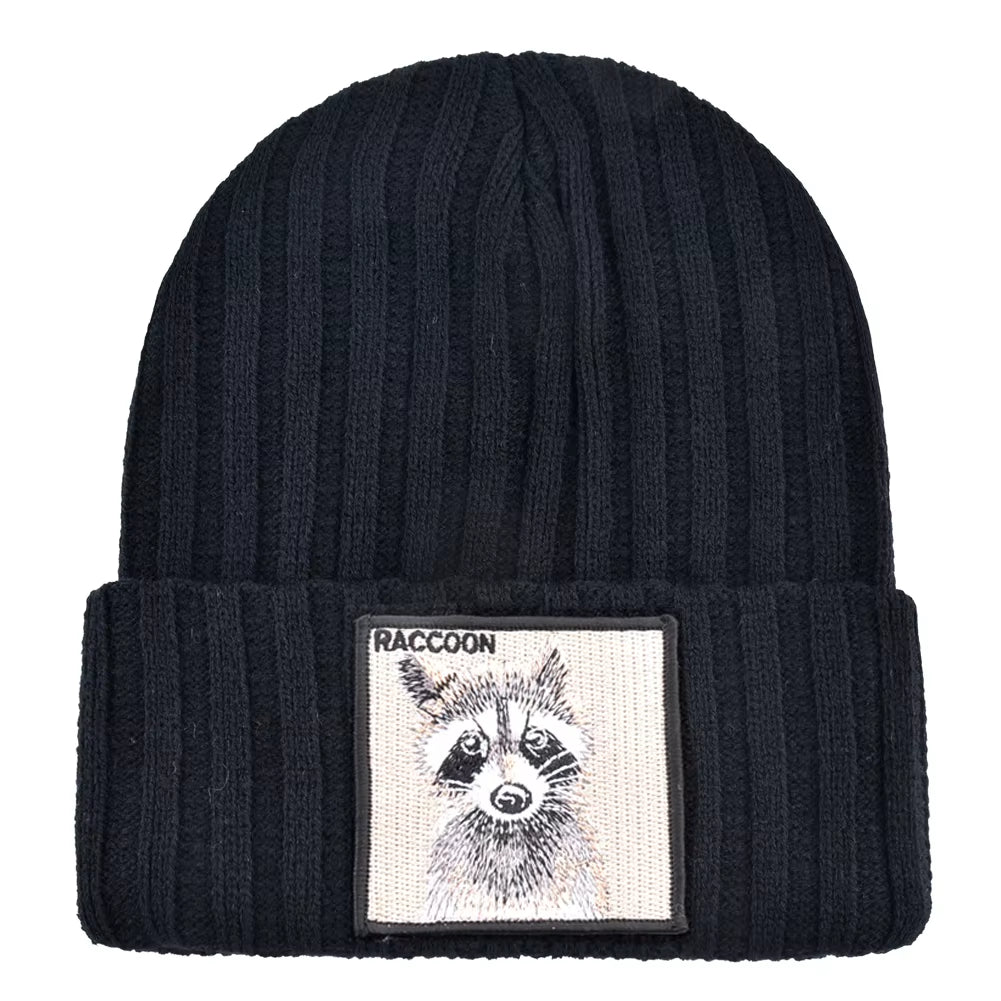 Knitted Beanies Hat Men Women Streetwear Hip Hop Skullies Beanies with Patch Boys Girls Knitting Solid Color Bonnet Hats Cap