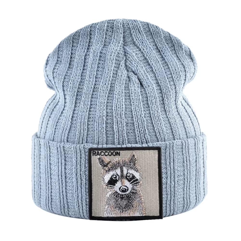 Knitted Beanies Hat Men Women Streetwear Hip Hop Skullies Beanies with Patch Boys Girls Knitting Solid Color Bonnet Hats Cap