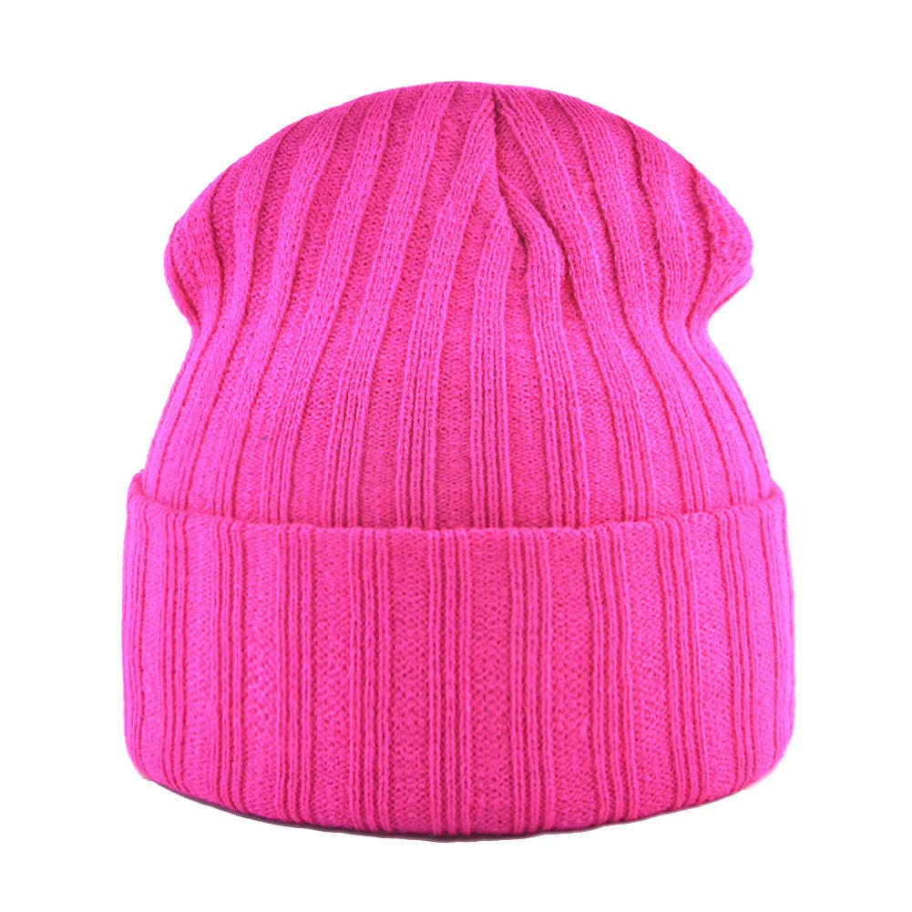 Knitted Beanies Hat Men Women Streetwear Hip Hop Skullies Beanies with Patch Boys Girls Knitting Solid Color Bonnet Hats Cap