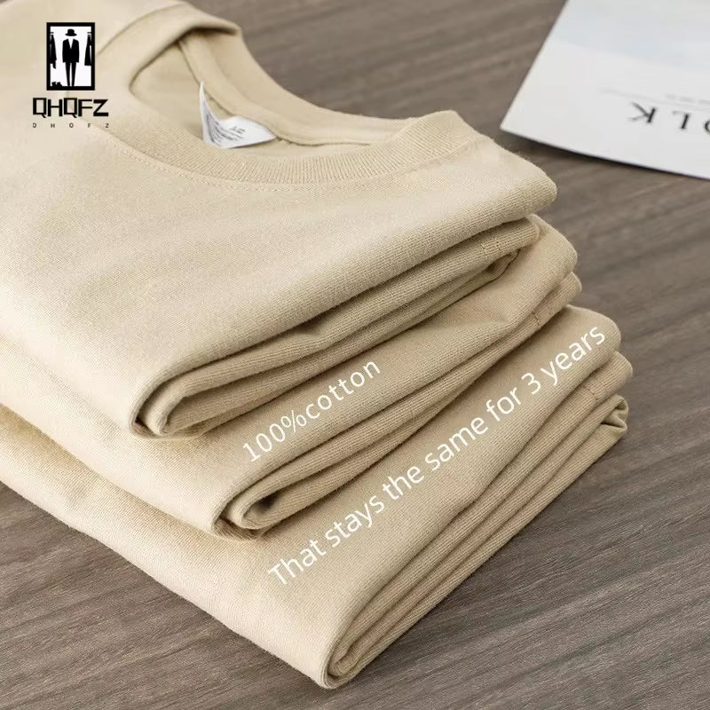 12 Color Oversized Heavyweight T Shirt for Men Summer Short Sleeve Tee 100% Cotton Plain Top Casual Men'S Clothing