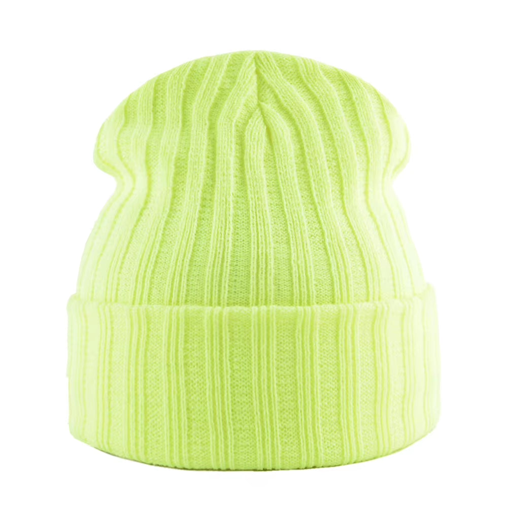 Knitted Beanies Hat Men Women Streetwear Hip Hop Skullies Beanies with Patch Boys Girls Knitting Solid Color Bonnet Hats Cap