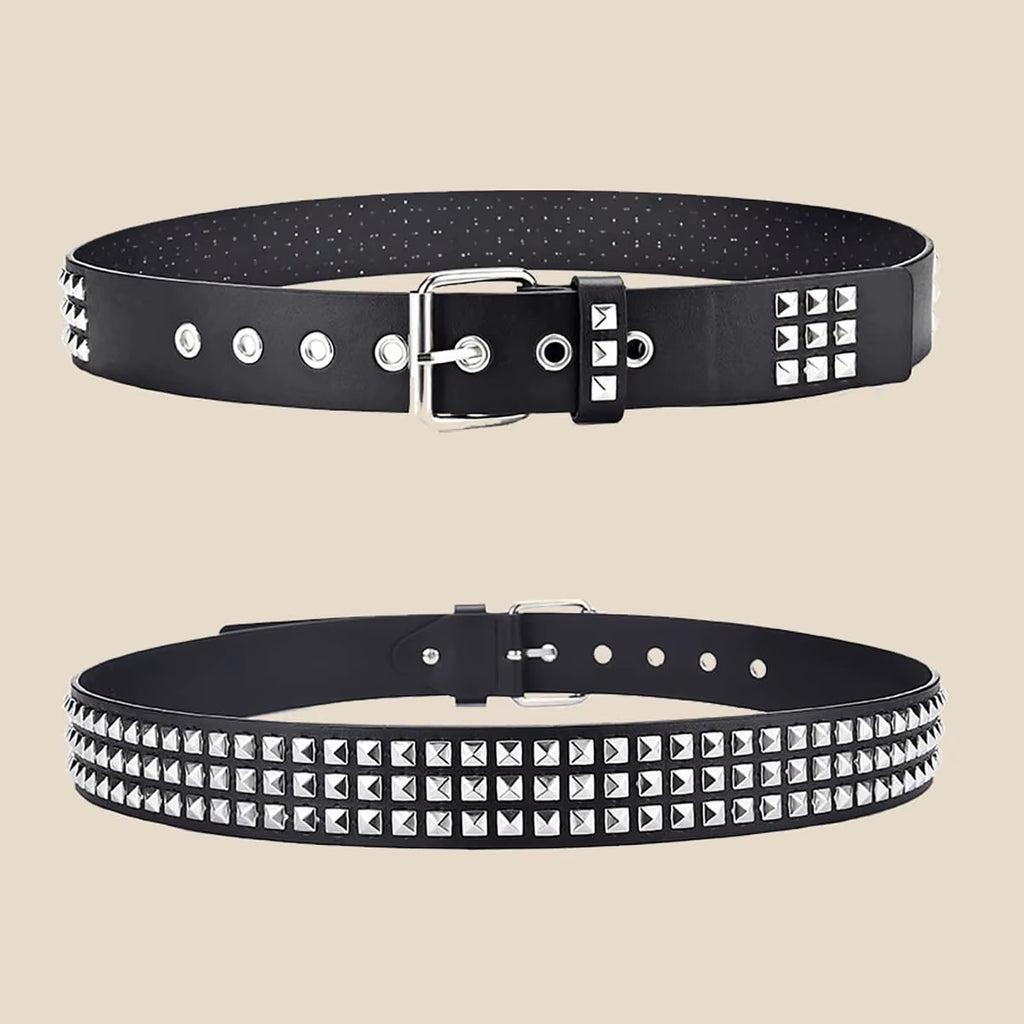 2023 New Square Bead Rivet Belt Metal Pyramid Belt Men and Women Punk Hardware Jeans Belt Designer Belt Woman Belts