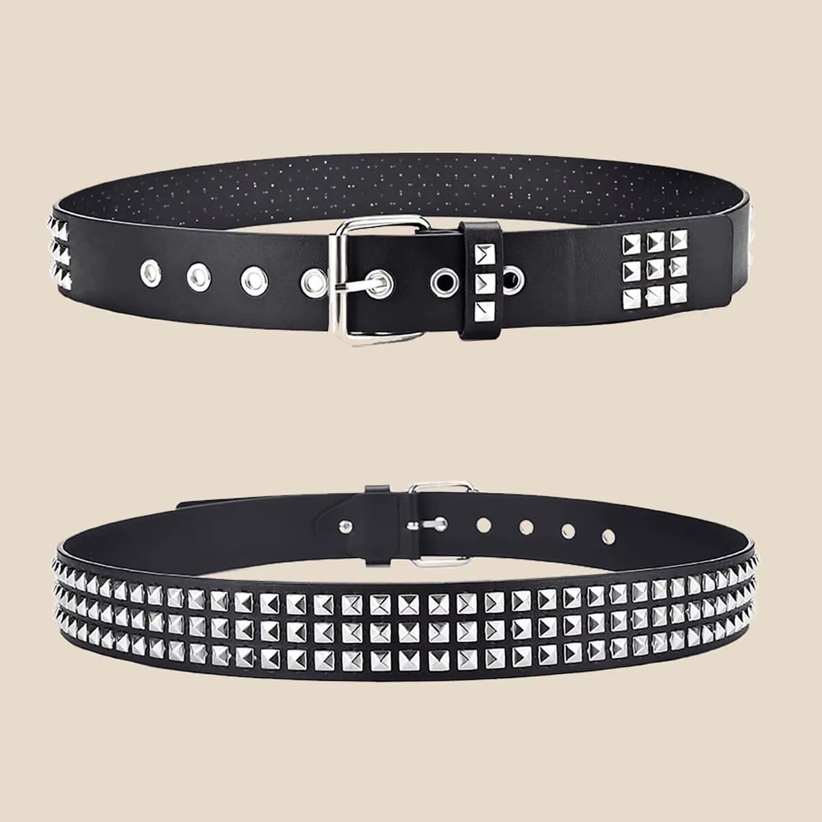 2023 New Square Bead Rivet Belt Metal Pyramid Belt Men and Women Punk Hardware Jeans Belt Designer Belt Woman Belts