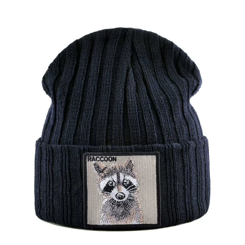 Knitted Beanies Hat Men Women Streetwear Hip Hop Skullies Beanies with Patch Boys Girls Knitting Solid Color Bonnet Hats Cap