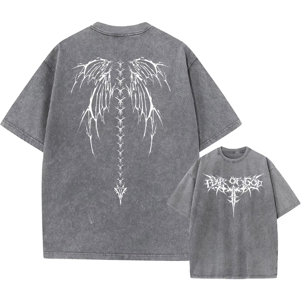 Oversized Printed Tshirts Men Gym Vintage Heavyweight T Shirts Cotton Workout Acid Wash Baggy Tees Street Fashion Tops Unisex
